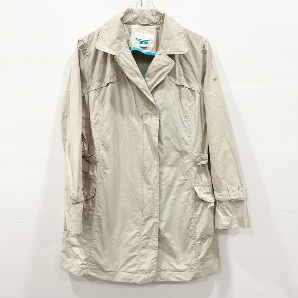 Columbia Omni-Shield Zip Snap Closure Lightweight Overcoat Jacket Size L Tan - Picture 1 of 8
